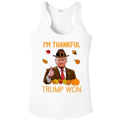 IM Thankful Trump Won Thanksgiving Turkey Fall Ladies PosiCharge Competitor Racerback Tank