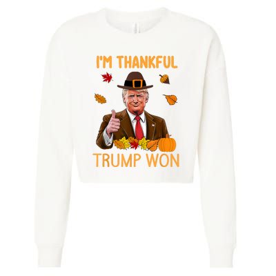 IM Thankful Trump Won Thanksgiving Turkey Fall Cropped Pullover Crew