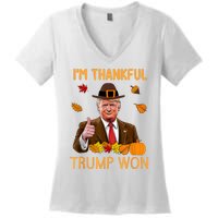 IM Thankful Trump Won Thanksgiving Turkey Fall Women's V-Neck T-Shirt