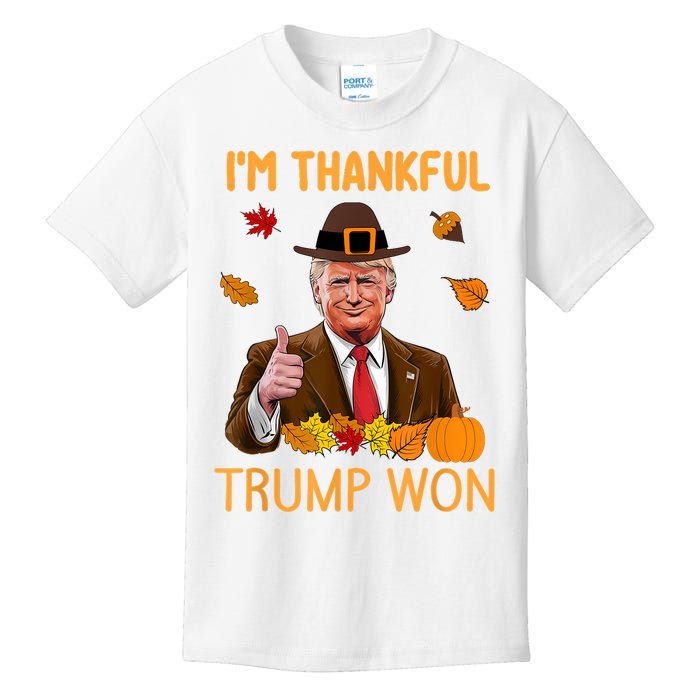 IM Thankful Trump Won Thanksgiving Turkey Fall Kids T-Shirt