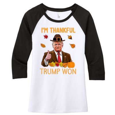 IM Thankful Trump Won Thanksgiving Turkey Fall Women's Tri-Blend 3/4-Sleeve Raglan Shirt