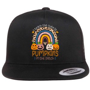 I Teach The Cutest Pumpkins In The Patch Teacher Halloween Flat Bill Trucker Hat