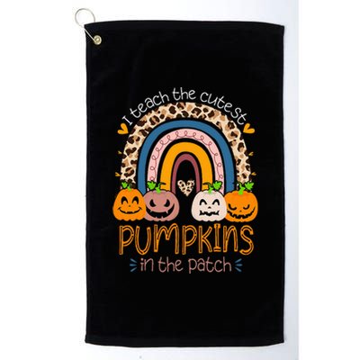 I Teach The Cutest Pumpkins In The Patch Teacher Halloween Platinum Collection Golf Towel