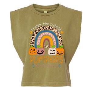 I Teach The Cutest Pumpkins In The Patch Teacher Halloween Garment-Dyed Women's Muscle Tee