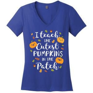 I Teach The Cutest Pumpkins In The Patch Halloween Top Gift Women's V-Neck T-Shirt