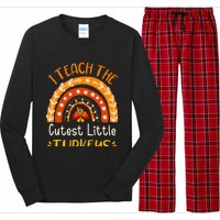 I Teach The Cutest Little Turkeys Thanksgiving Teacher Long Sleeve Pajama Set