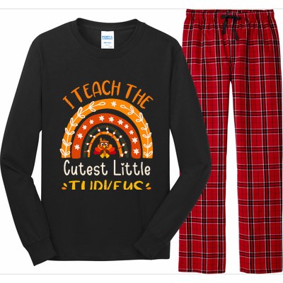 I Teach The Cutest Little Turkeys Thanksgiving Teacher Long Sleeve Pajama Set