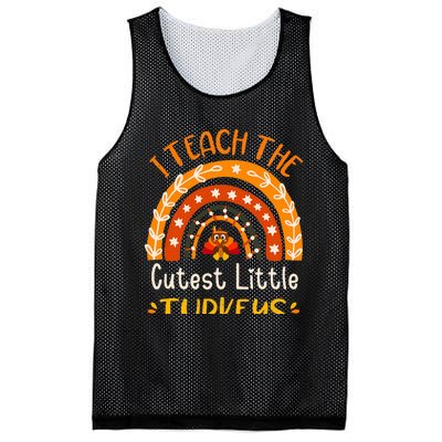 I Teach The Cutest Little Turkeys Thanksgiving Teacher Mesh Reversible Basketball Jersey Tank