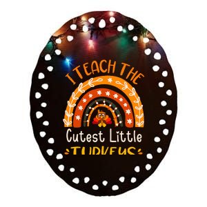 I Teach The Cutest Little Turkeys Thanksgiving Teacher Ceramic Oval Ornament