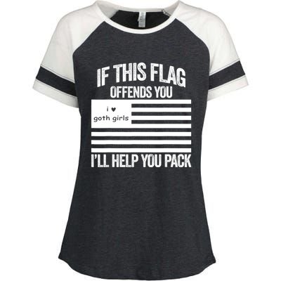 If This USA Goth Girls Flag Offends You, I'll Help You Pack Enza Ladies Jersey Colorblock Tee