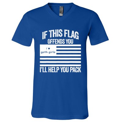 If This USA Goth Girls Flag Offends You, I'll Help You Pack V-Neck T-Shirt