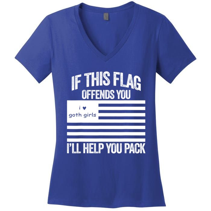 If This USA Goth Girls Flag Offends You, I'll Help You Pack Women's V-Neck T-Shirt