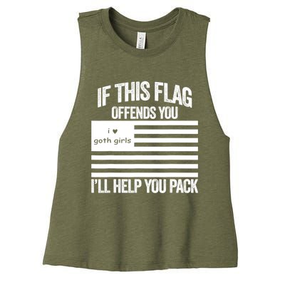 If This USA Goth Girls Flag Offends You, I'll Help You Pack Women's Racerback Cropped Tank