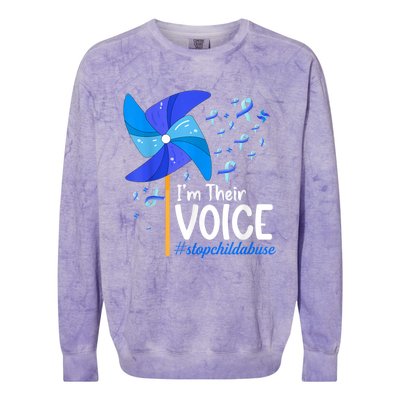 I'm Their Voice Pinwheel Child Abuse Prevention Awareness Colorblast Crewneck Sweatshirt