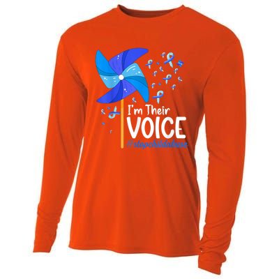 I'm Their Voice Pinwheel Child Abuse Prevention Awareness Cooling Performance Long Sleeve Crew