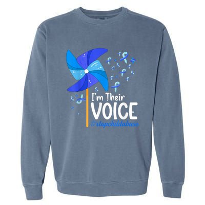 I'm Their Voice Pinwheel Child Abuse Prevention Awareness Garment-Dyed Sweatshirt