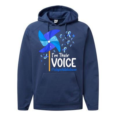 I'm Their Voice Pinwheel Child Abuse Prevention Awareness Performance Fleece Hoodie