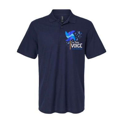 I'm Their Voice Pinwheel Child Abuse Prevention Awareness Softstyle Adult Sport Polo