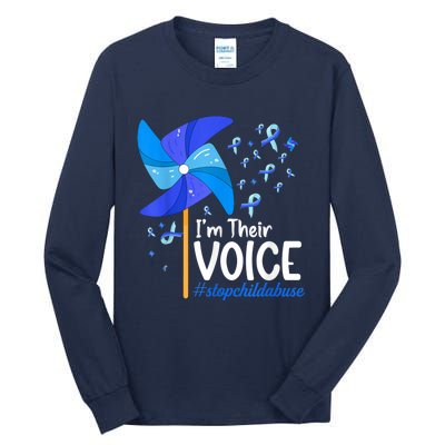 I'm Their Voice Pinwheel Child Abuse Prevention Awareness Tall Long Sleeve T-Shirt