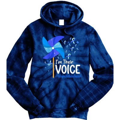 I'm Their Voice Pinwheel Child Abuse Prevention Awareness Tie Dye Hoodie