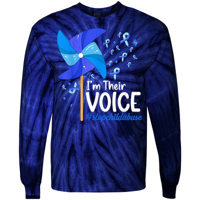 I'm Their Voice Pinwheel Child Abuse Prevention Awareness Tie-Dye Long Sleeve Shirt