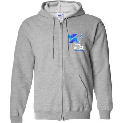 I'm Their Voice Pinwheel Child Abuse Prevention Awareness Full Zip Hoodie