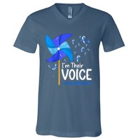 I'm Their Voice Pinwheel Child Abuse Prevention Awareness V-Neck T-Shirt