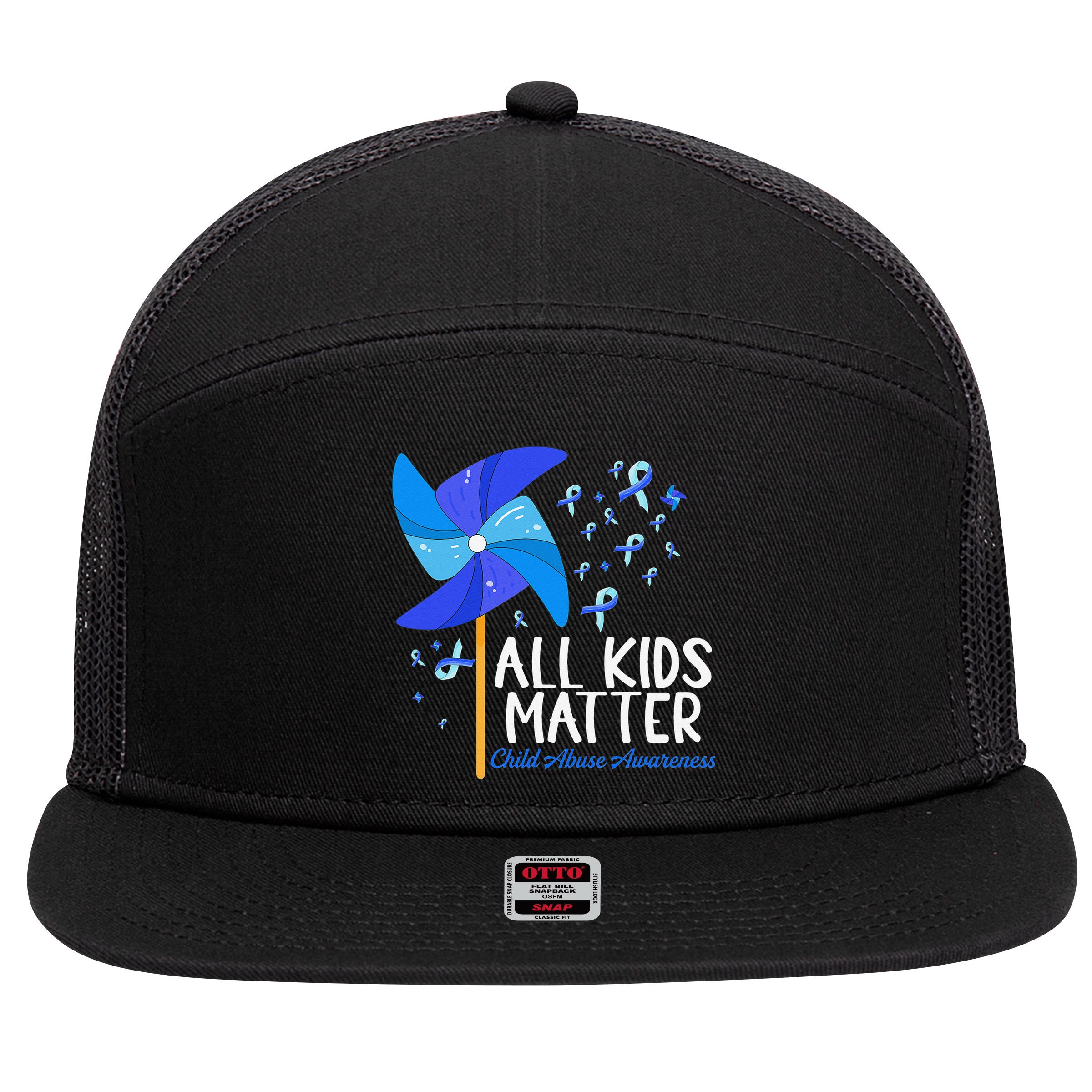Im Their Voice Stop Child Abuse Prevention Awareness Month 7 Panel Mesh Trucker Snapback Hat