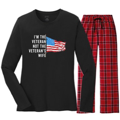 IM The Veteran Not The VeteranS Wife Quote Saying Meme Women's Long Sleeve Flannel Pajama Set 