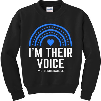 Im Their Voice Heart Child Abuse Awareness Month Prevention Kids Sweatshirt