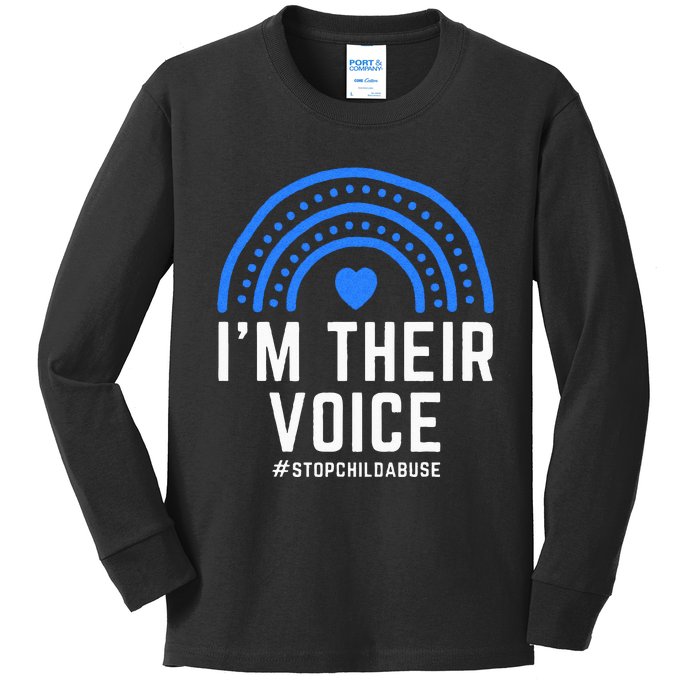 Im Their Voice Heart Child Abuse Awareness Month Prevention Kids Long Sleeve Shirt