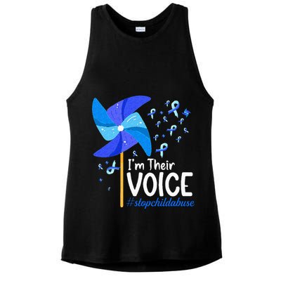 Im Their Voice Pinwheel Child Abuse Prevention Awareness Ladies PosiCharge Tri-Blend Wicking Tank
