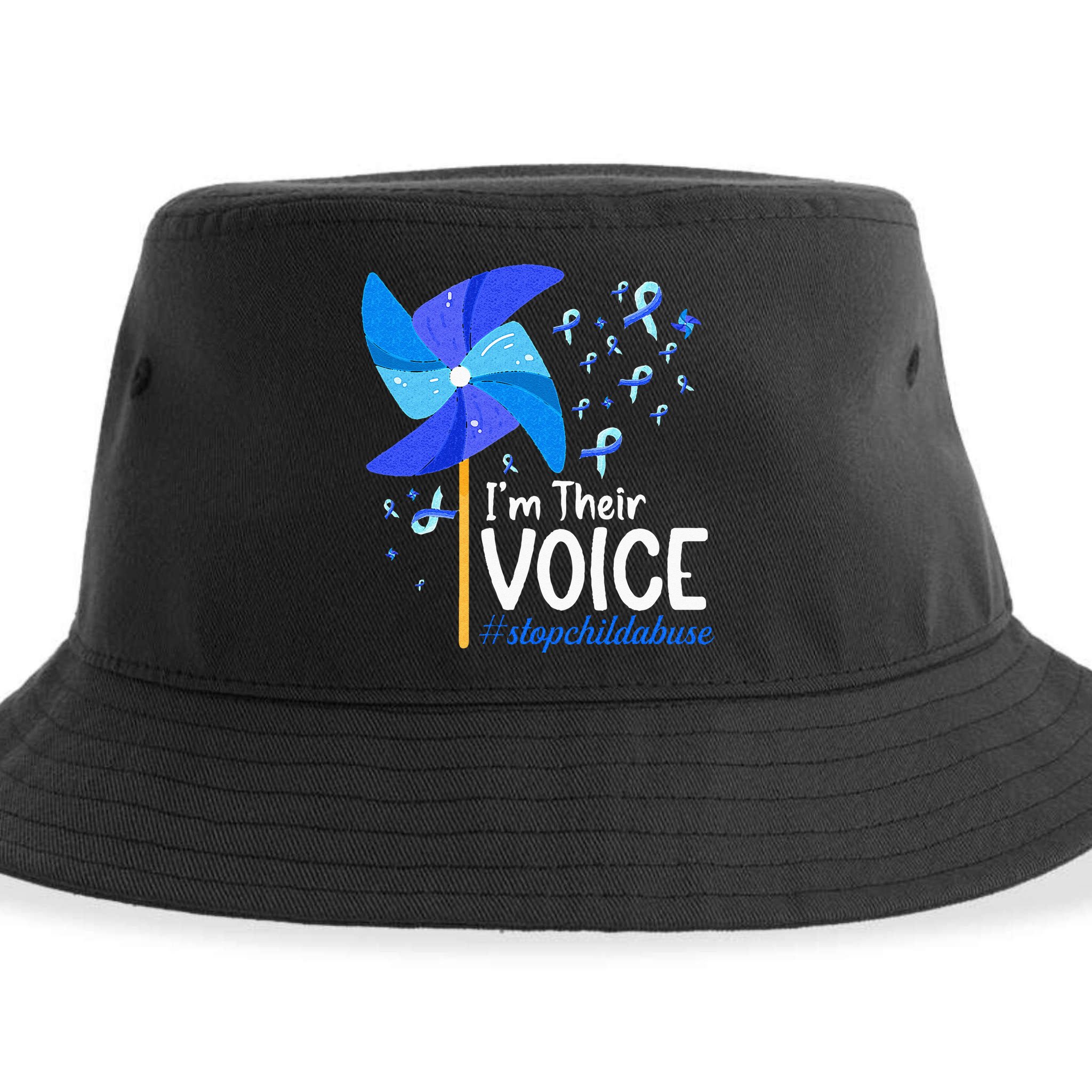 Im Their Voice Pinwheel Child Abuse Prevention Awareness Sustainable Bucket Hat