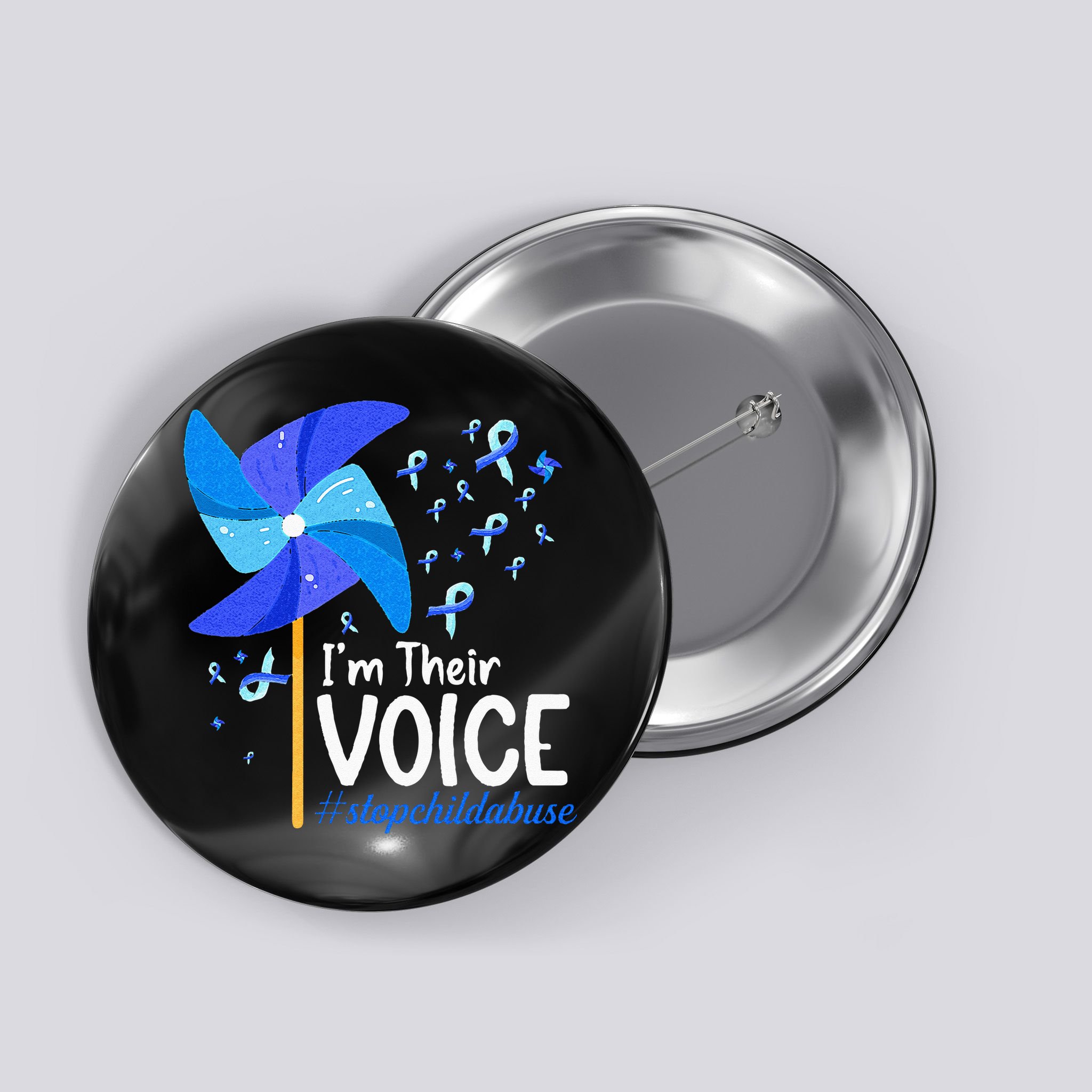 Im Their Voice Pinwheel Child Abuse Prevention Awareness Button