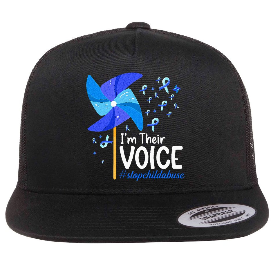 Im Their Voice Pinwheel Child Abuse Prevention Awareness Flat Bill Trucker Hat