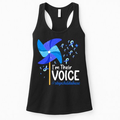 Im Their Voice Pinwheel Child Abuse Prevention Awareness Womens Tank Top