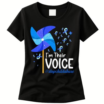Im Their Voice Pinwheel Child Abuse Prevention Awareness Womens T-Shirt