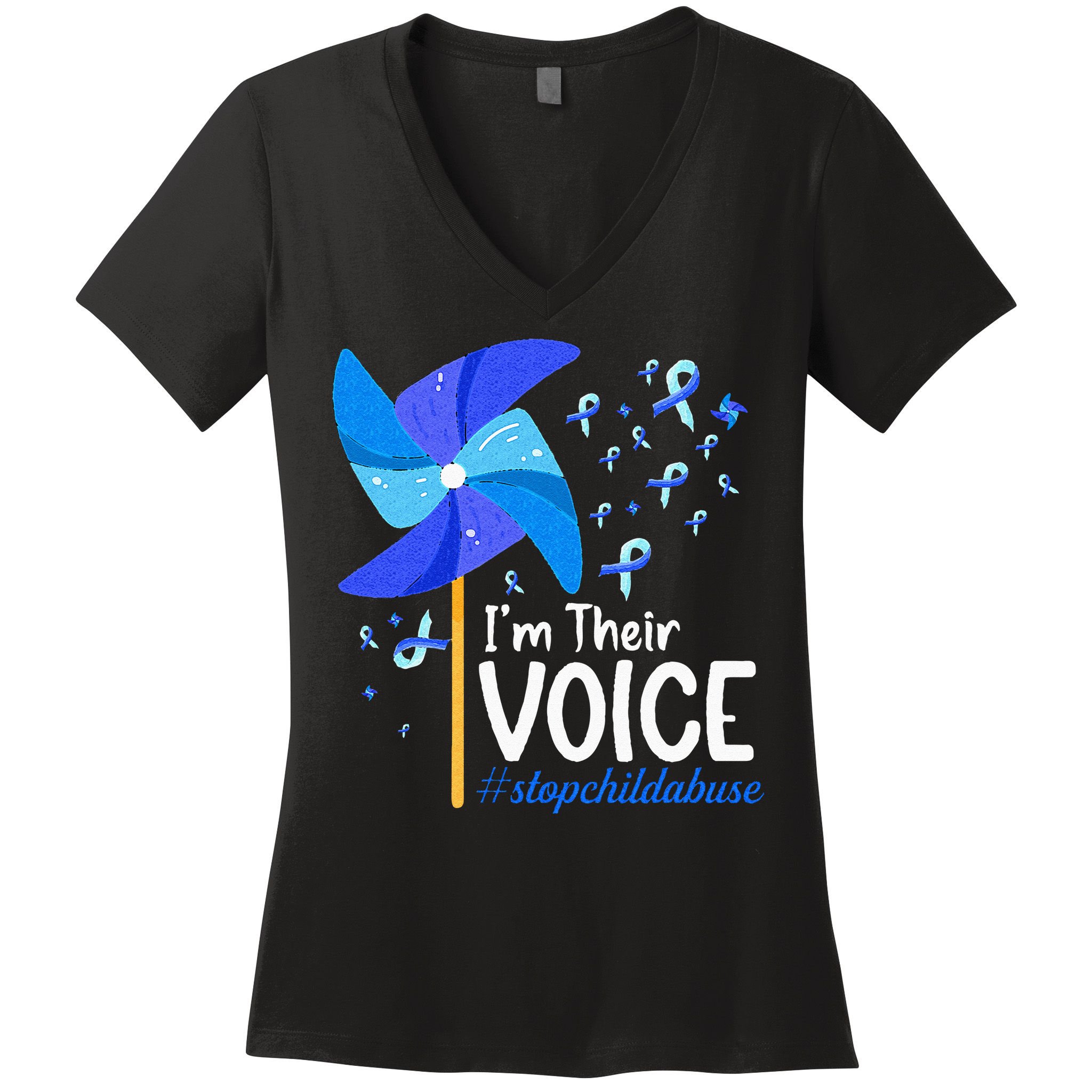 Im Their Voice Pinwheel Child Abuse Prevention Awareness Women's V-Neck T-Shirt