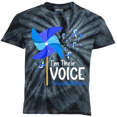 Im Their Voice Pinwheel Child Abuse Prevention Awareness Kids Tie-Dye T-Shirt