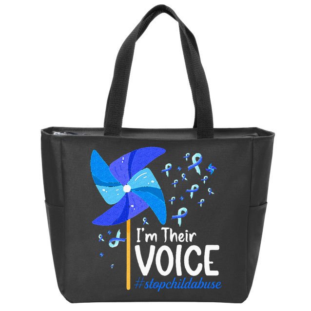 Im Their Voice Pinwheel Child Abuse Prevention Awareness Zip Tote Bag