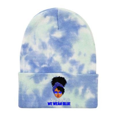 I'm Their Voice Child Abuse Prevention Awareness Month Tie Dye 12in Knit Beanie