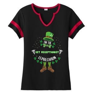 Im The Vet Receptionist Leprechaun St Patricks Day Gift Ladies Halftime Notch Neck Tee