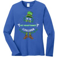 Im The Vet Receptionist Leprechaun St Patricks Day Gift Ladies Long Sleeve Shirt