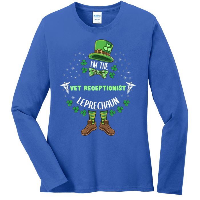 Im The Vet Receptionist Leprechaun St Patricks Day Gift Ladies Long Sleeve Shirt