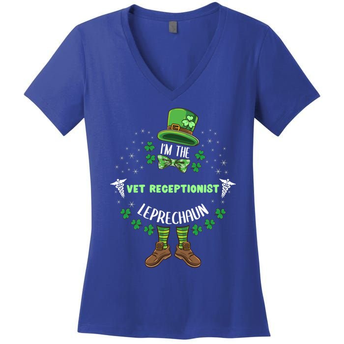 Im The Vet Receptionist Leprechaun St Patricks Day Gift Women's V-Neck T-Shirt