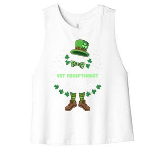 Im The Vet Receptionist Leprechaun St Patricks Day Gift Women's Racerback Cropped Tank