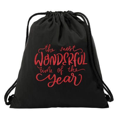 It's The Wonderful Time Of The Year Christmas Season Festive Drawstring Bag