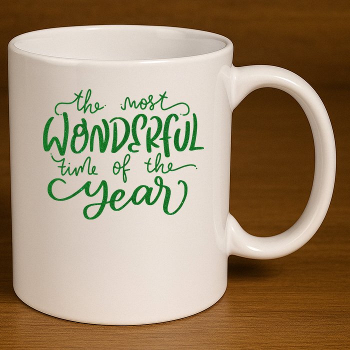 It's The Wonderful Time Of The Year Christmas Season Festive 11oz C Handle Ceramic Mug