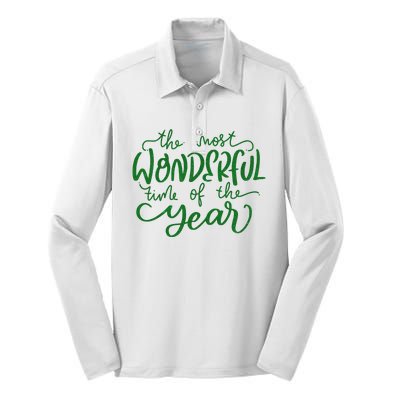 It's The Wonderful Time Of The Year Christmas Season Festive Silk Touch Performance Long Sleeve Polo