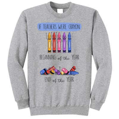 If Teachers Were Crayon Beginning Of The Year End The Year Tall Sweatshirt